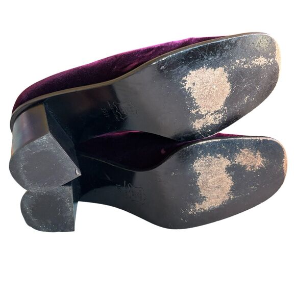 Authentic Fendi Size 36.5 Purple Velvet Heeled Logo Loafers 6.5 - Picture 4 of 9